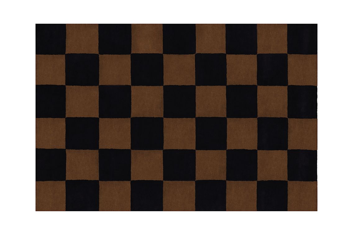 Check Pattern Rug Design Pattern Rug Large, Black / Brown Check — Hem