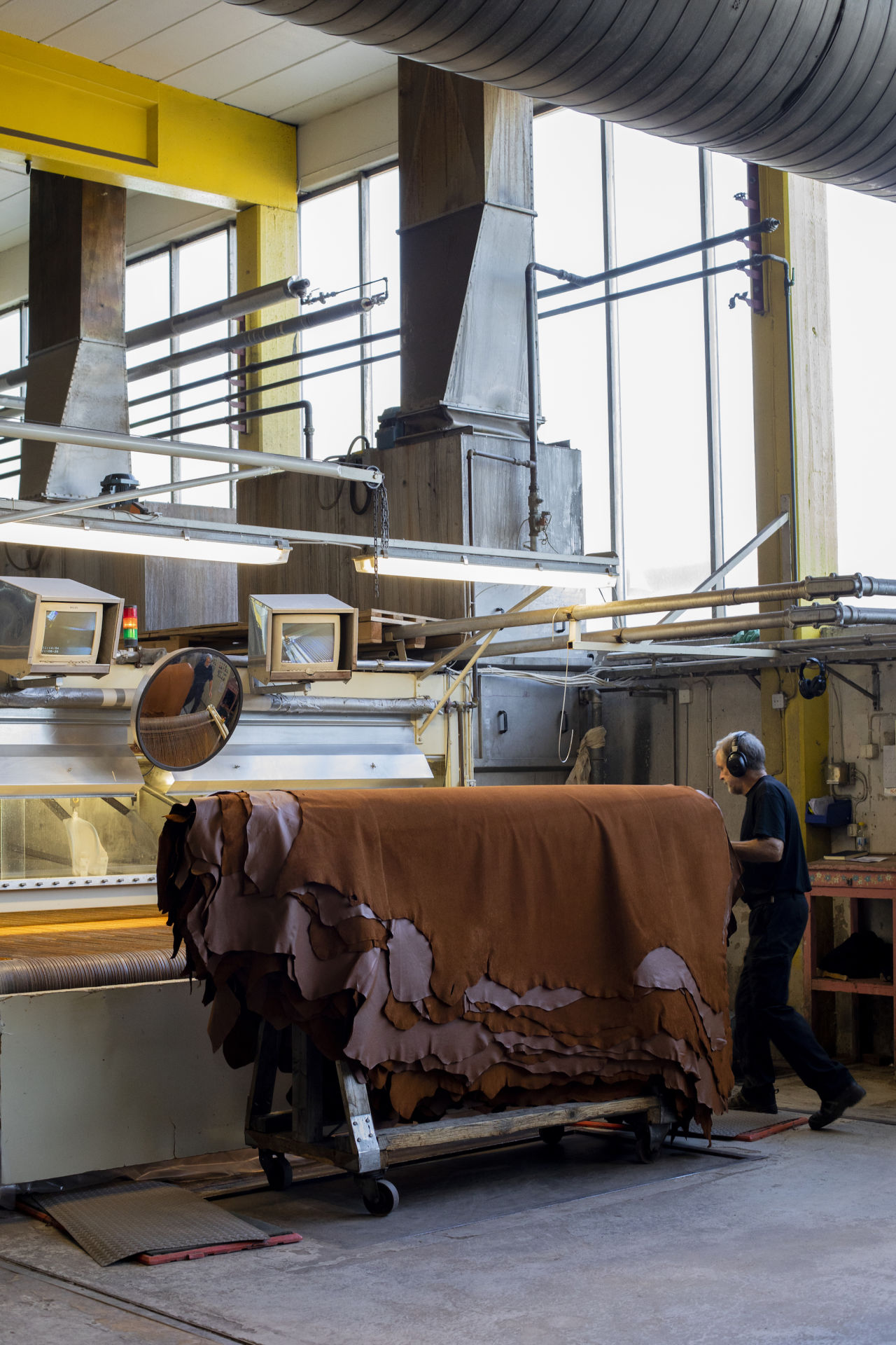 Editorial image from behind the scenes at Elmo Leather Factory.