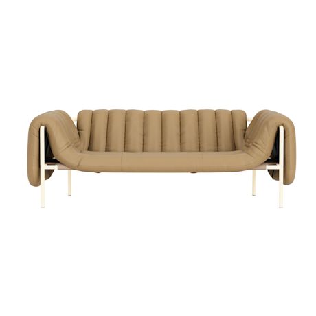 Puffy 2.5-seater Sofa, Elmosoft Leather 03009 / Cream