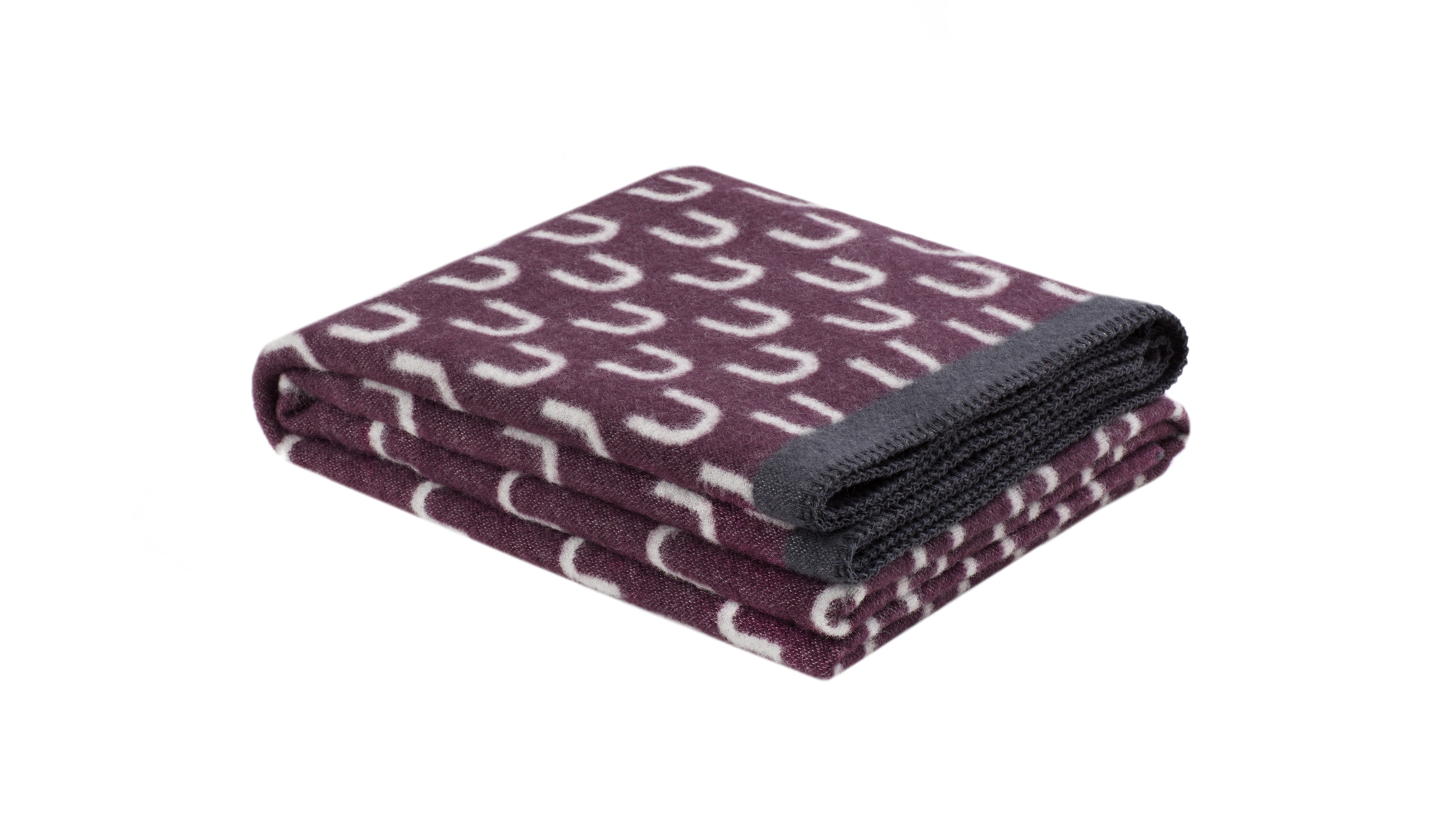 Arch Throw Aubergine Grey Hem