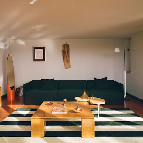 Pattern Rug Large, Pine / Pale Lime Stripe