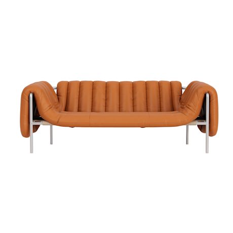 Puffy 2.5-seater Sofa, Elmosoft Leather 54035 / Stainless