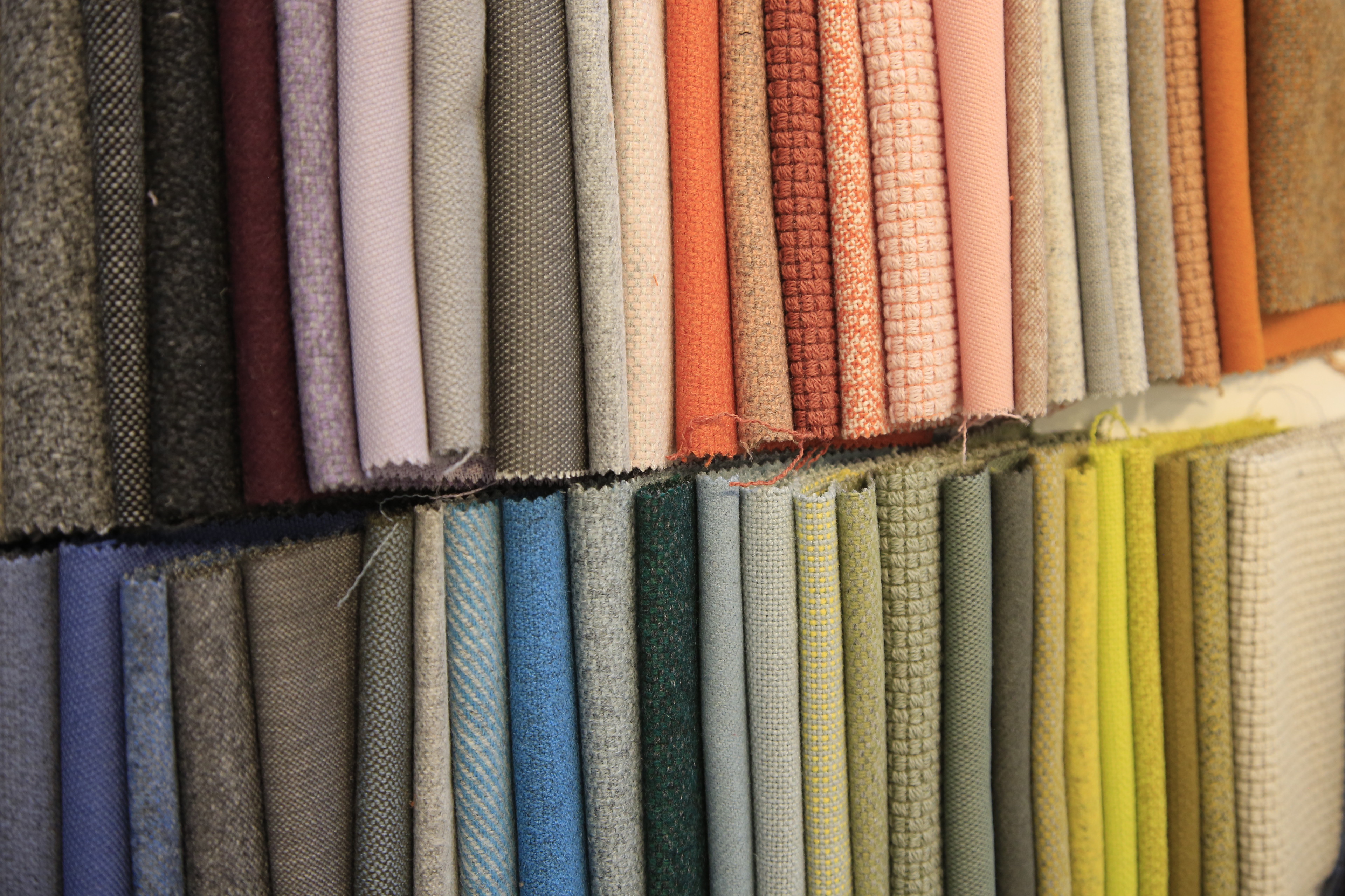 An editorial image from behind the scenes at the Palo Sofa textile factory.