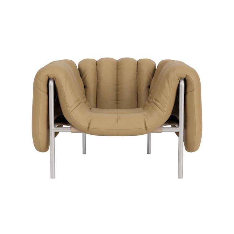 Puffy Lounge Chair, Elmosoft Leather 03009 / Stainless (UK), Art. no. 90134 (image 2)