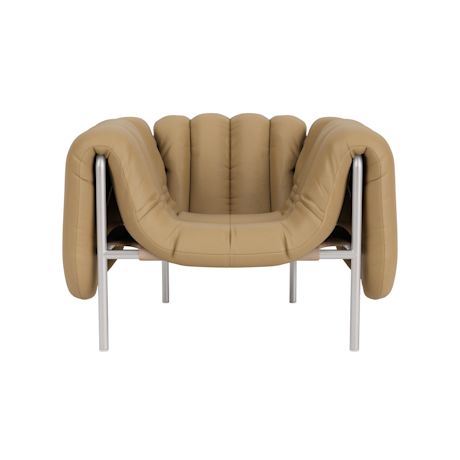 Puffy Lounge Chair, Elmosoft Leather 03009 / Stainless (UK)