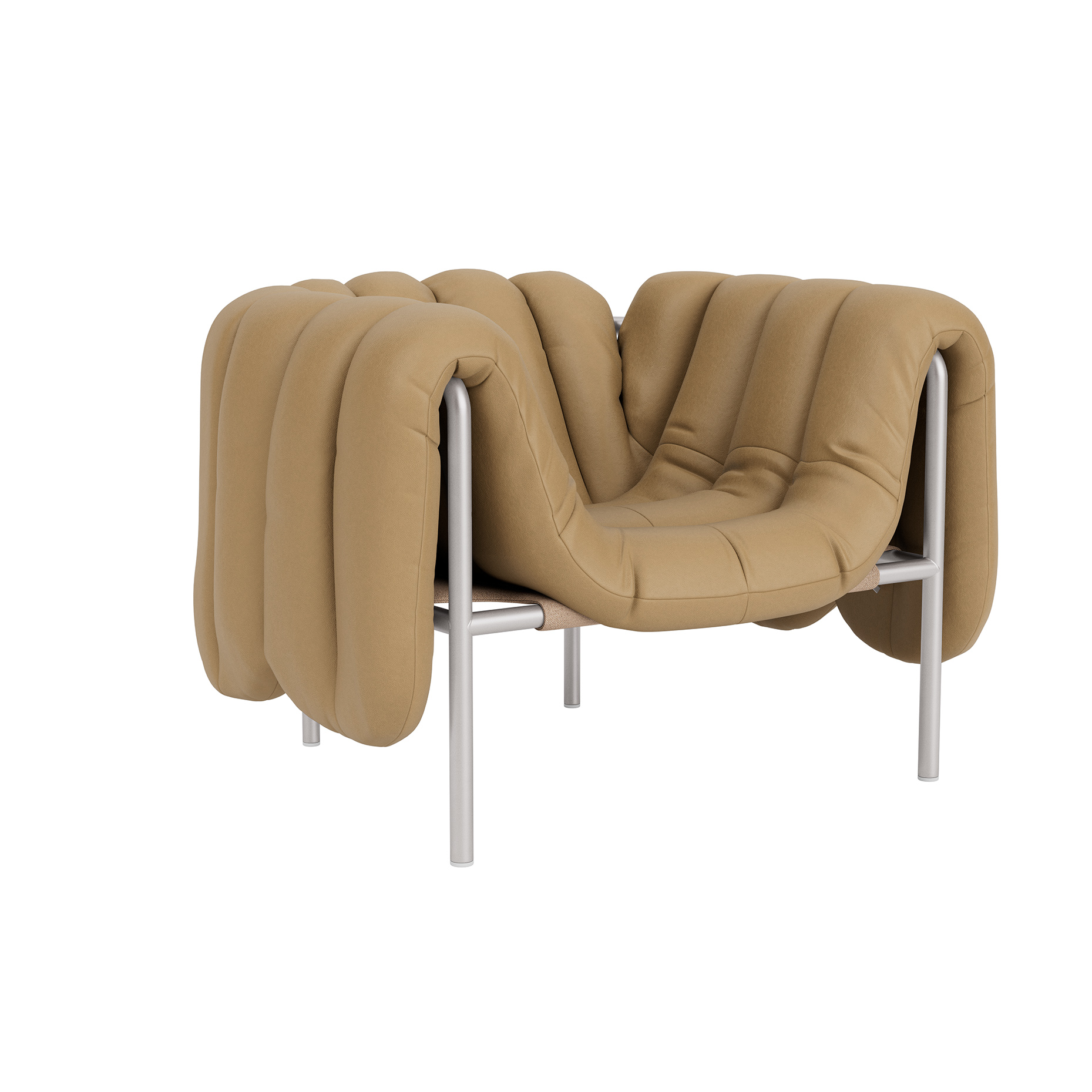 Puffy Lounge Chair, Elmosoft Leather 03009 / Stainless (UK), Art. no. 90134 (image 1)