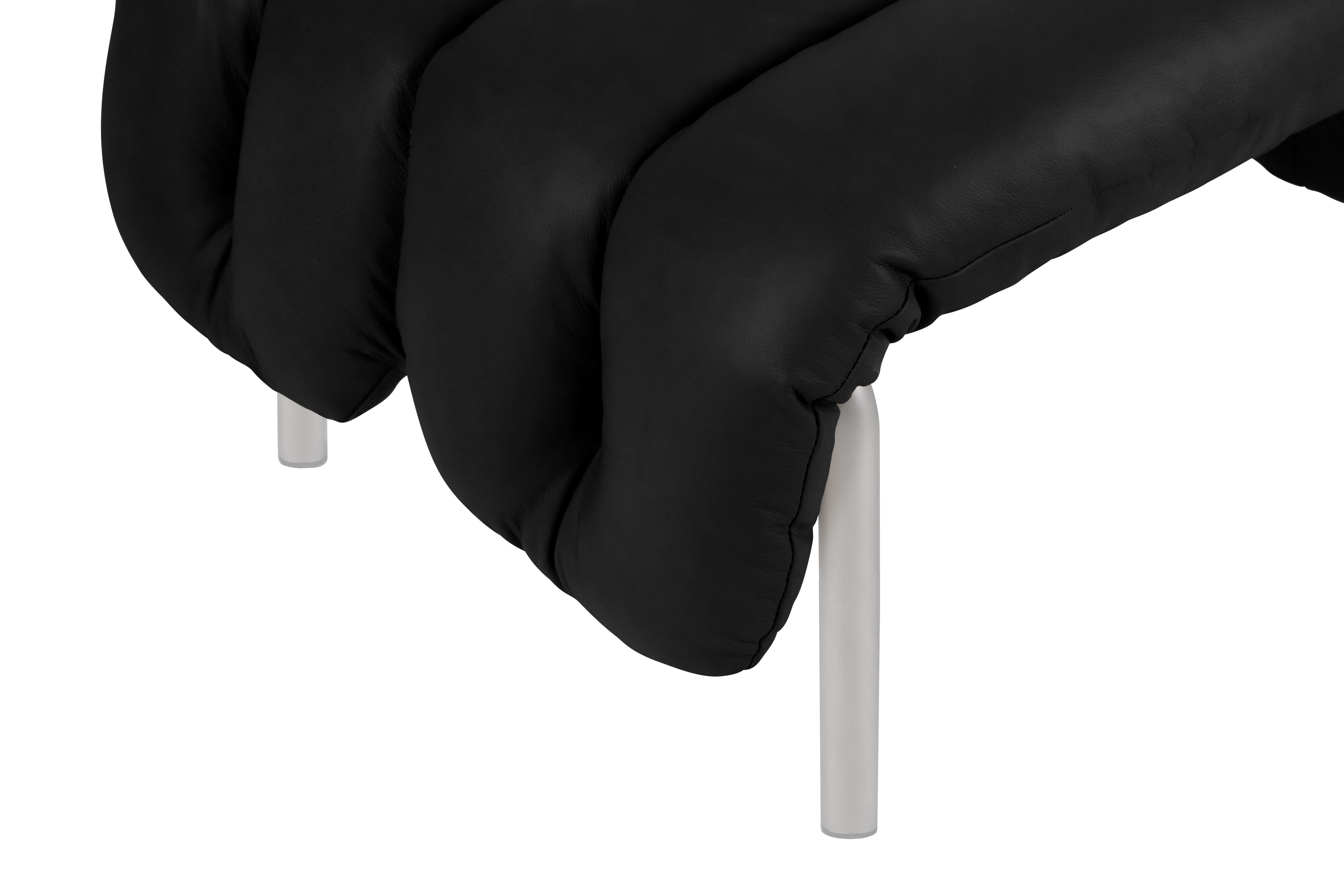 Puffy Ottoman, Black Leather / Stainless, Art. no. 20352 (image 2)