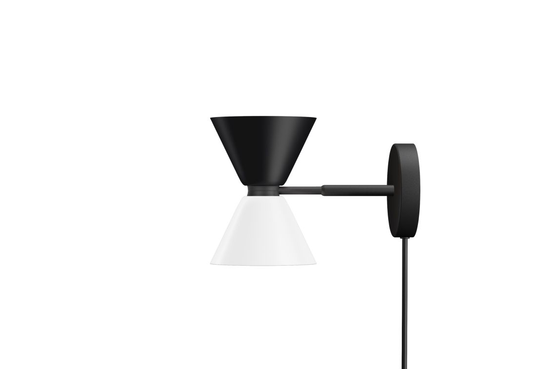 Alphabeta Wall Light + Cable, Jet Black / Signal White, Art. no. 20395 (image 1)