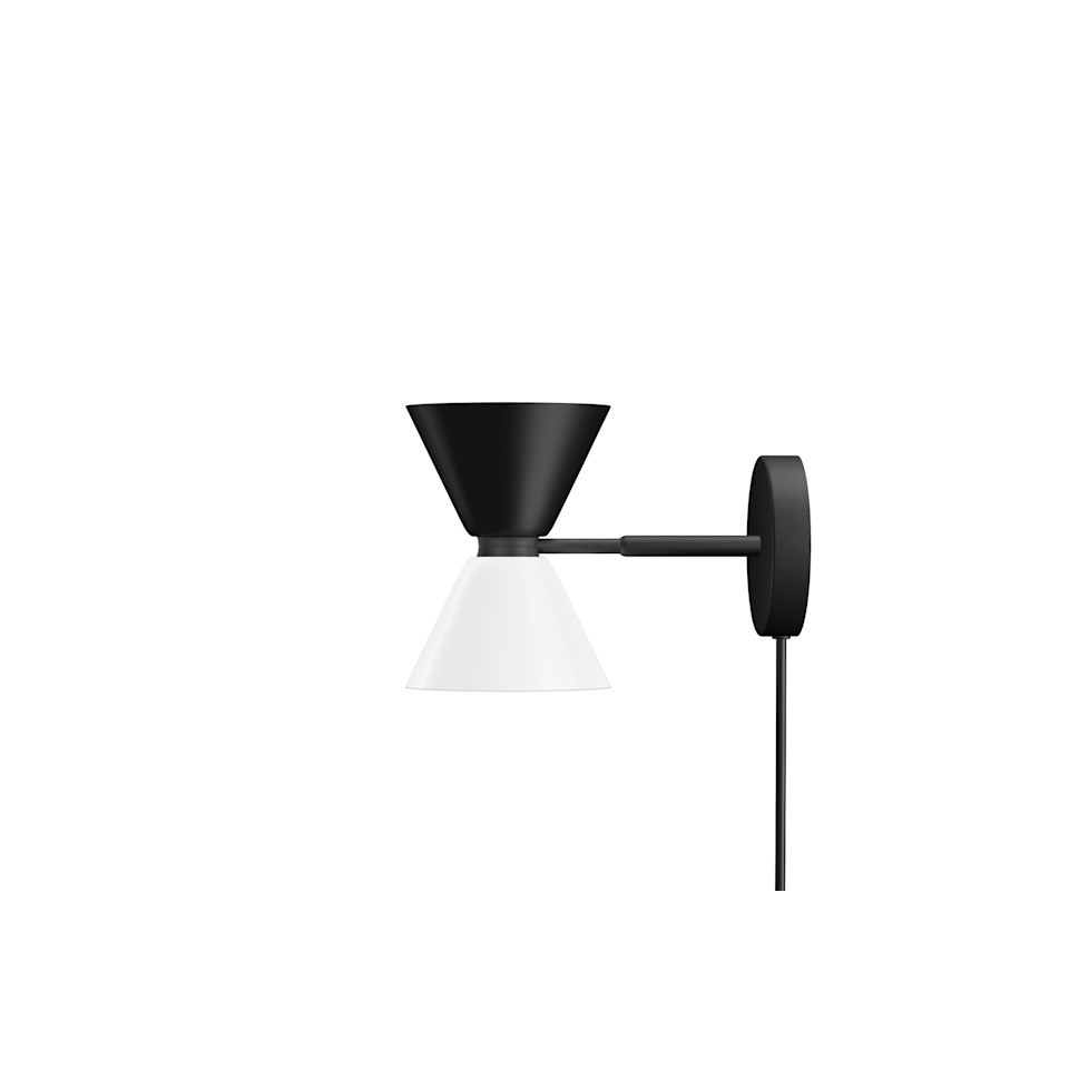 Alphabeta Wall Light + Cable, Jet Black / Signal White by Hem