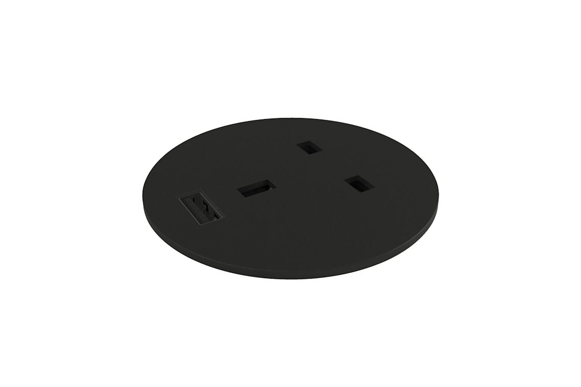 Palo Block Power outlet USB-A UK, Black, Art. no. 31352 (image 1)