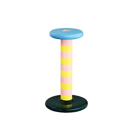 Pesa Candle Holder High, Pink / Sulfur Yellow Stripe