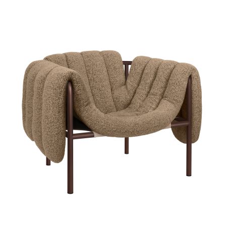 Puffy Lounge Chair, Sawdust / Chocolate Brown
