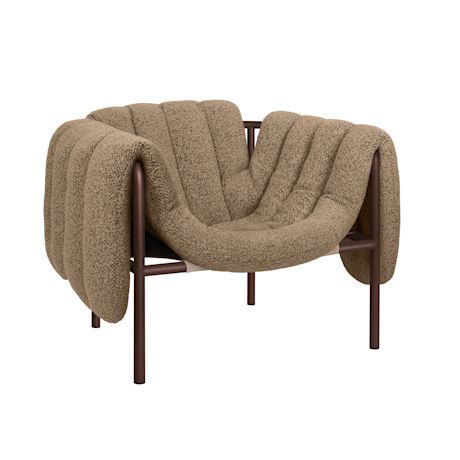 Puffy Lounge Chair, Sawdust / Chocolate Brown