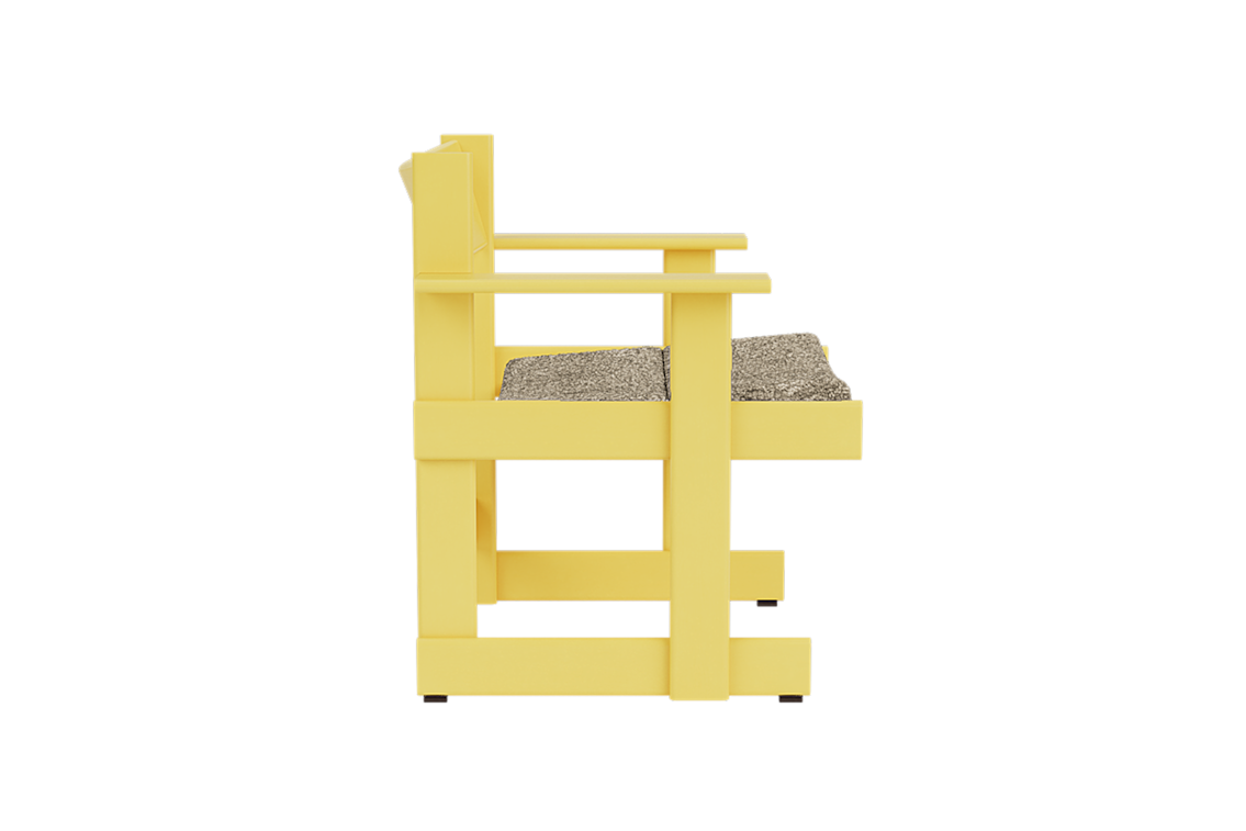 Bullnose Lounge Chair, Yellow / Taupe Sheepskin Seat Pad UK, Art. no. 31683 (image 3)