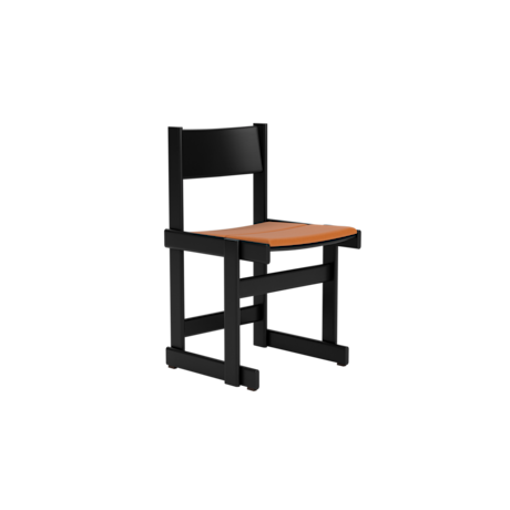 Bullnose Chair, Black / Elmosoft Leather 54035 Seat Pad UK