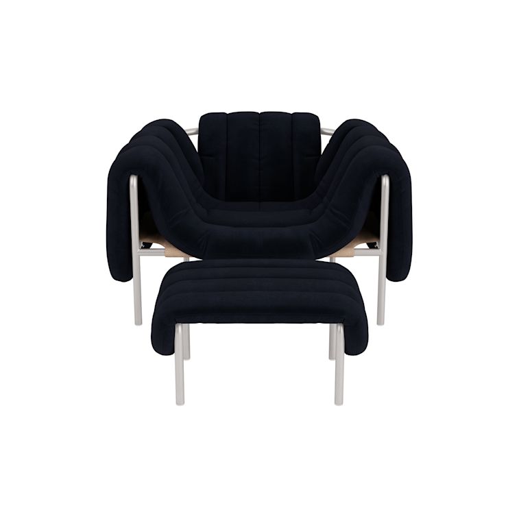 Puffy Lounge Chair + Ottoman, Velluto Coex VL30 / Stainless (UK), Art. no. 32044 (image 2)