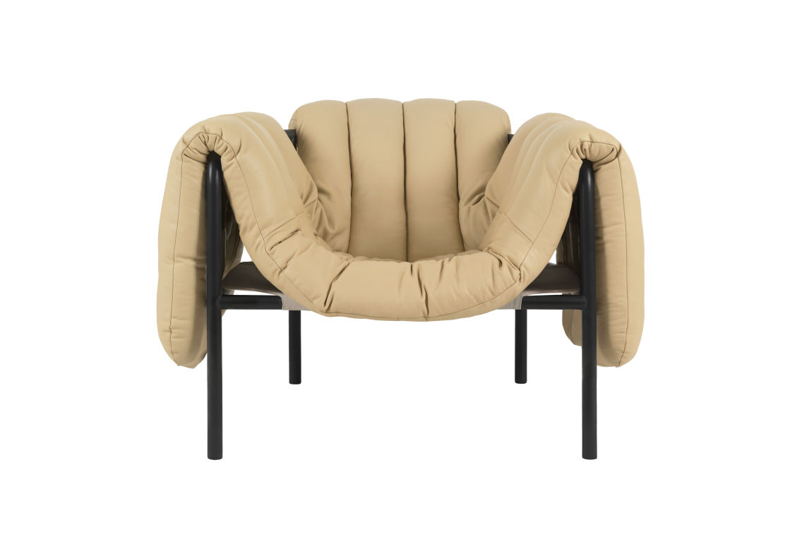 Puffy Lounge Chair, Sand Leather / Black Grey, Art. no. 20196 (image 1)