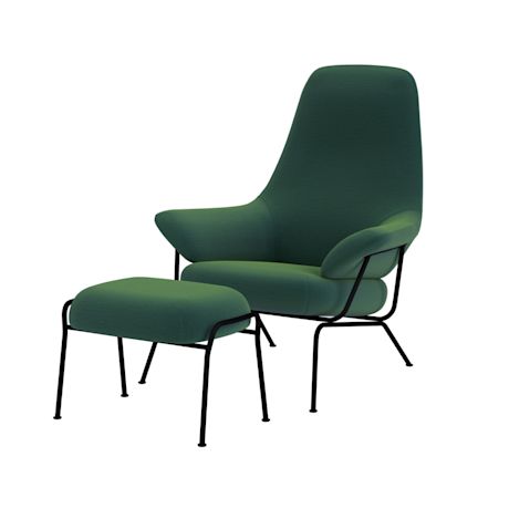 Hai Lounge Chair + Ottoman, Peacock
