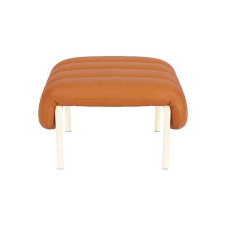 Puffy Ottoman, Elmosoft Leather 54035 / Cream