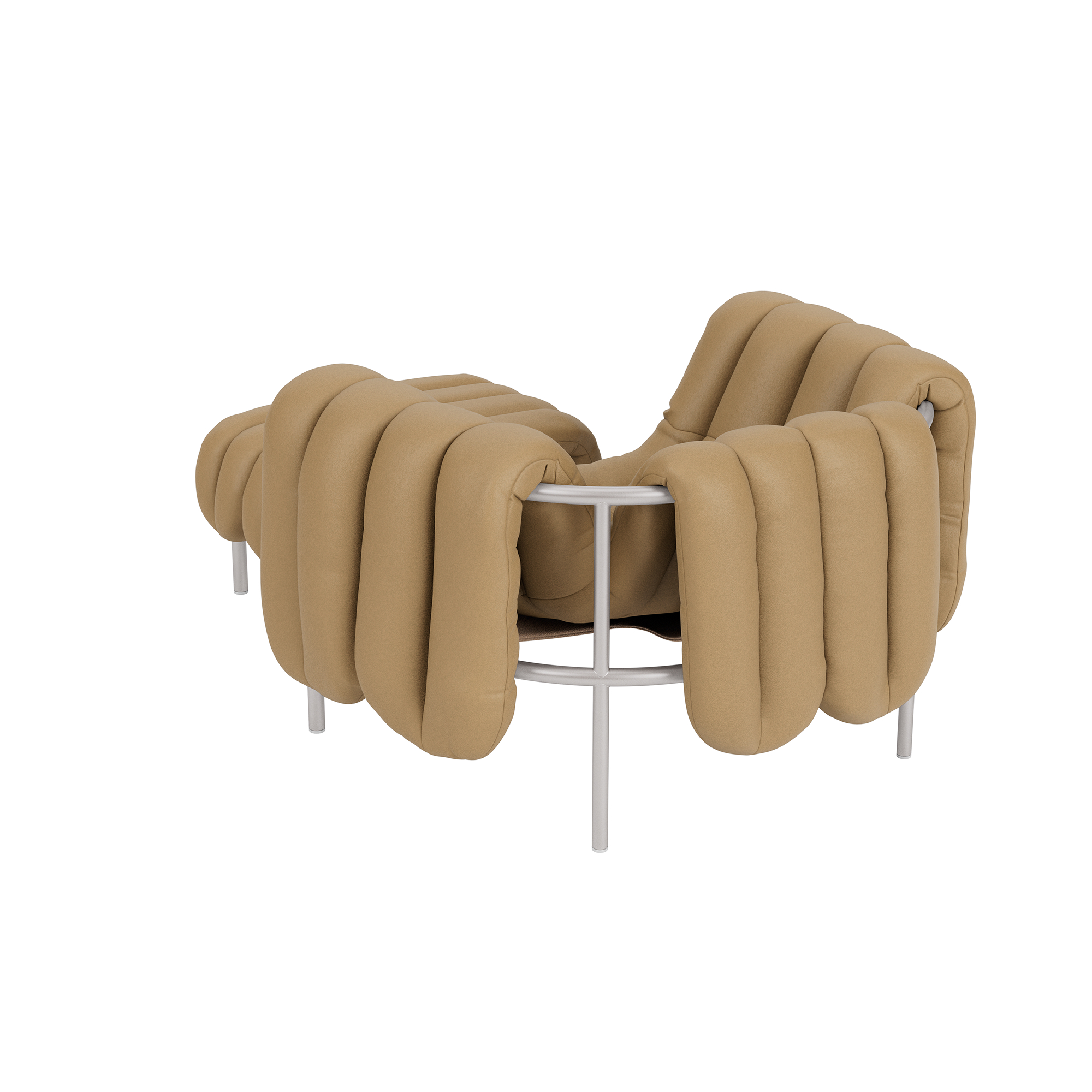 Puffy Lounge Chair + Ottoman, Elmosoft Leather 03009 / Stainless (UK), Art. no. 90314 (image 4)