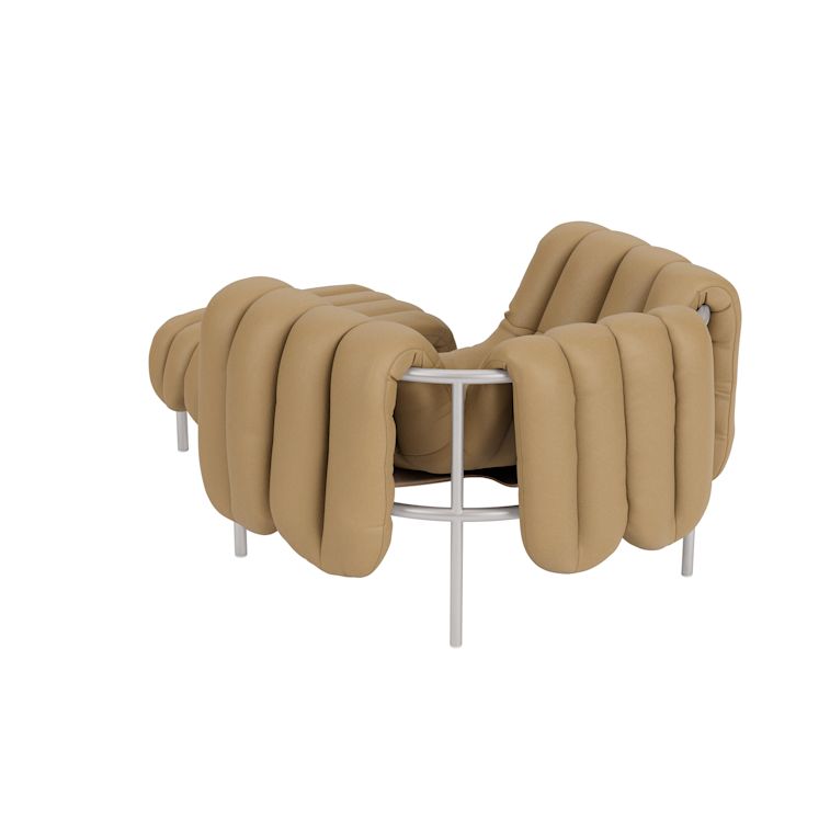 Puffy Lounge Chair + Ottoman, Elmosoft Leather 03009 / Stainless (UK), Art. no. 90314 (image 4)