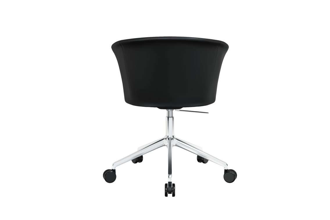 Kendo Swivel Chair 5-star Castors, Black Leather / Polished, Art. no. 20249 (image 4)