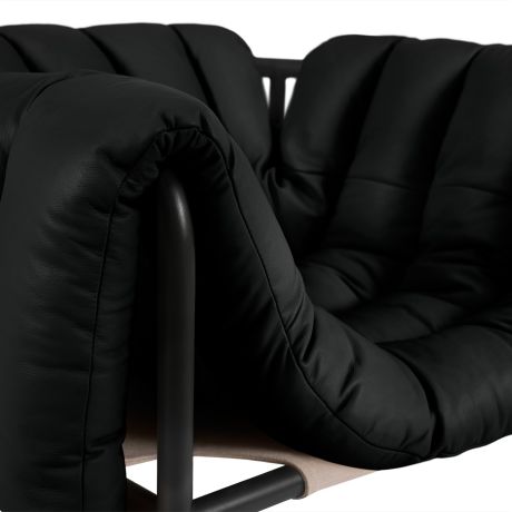 Puffy Lounge Chair, Black Leather / Black Grey