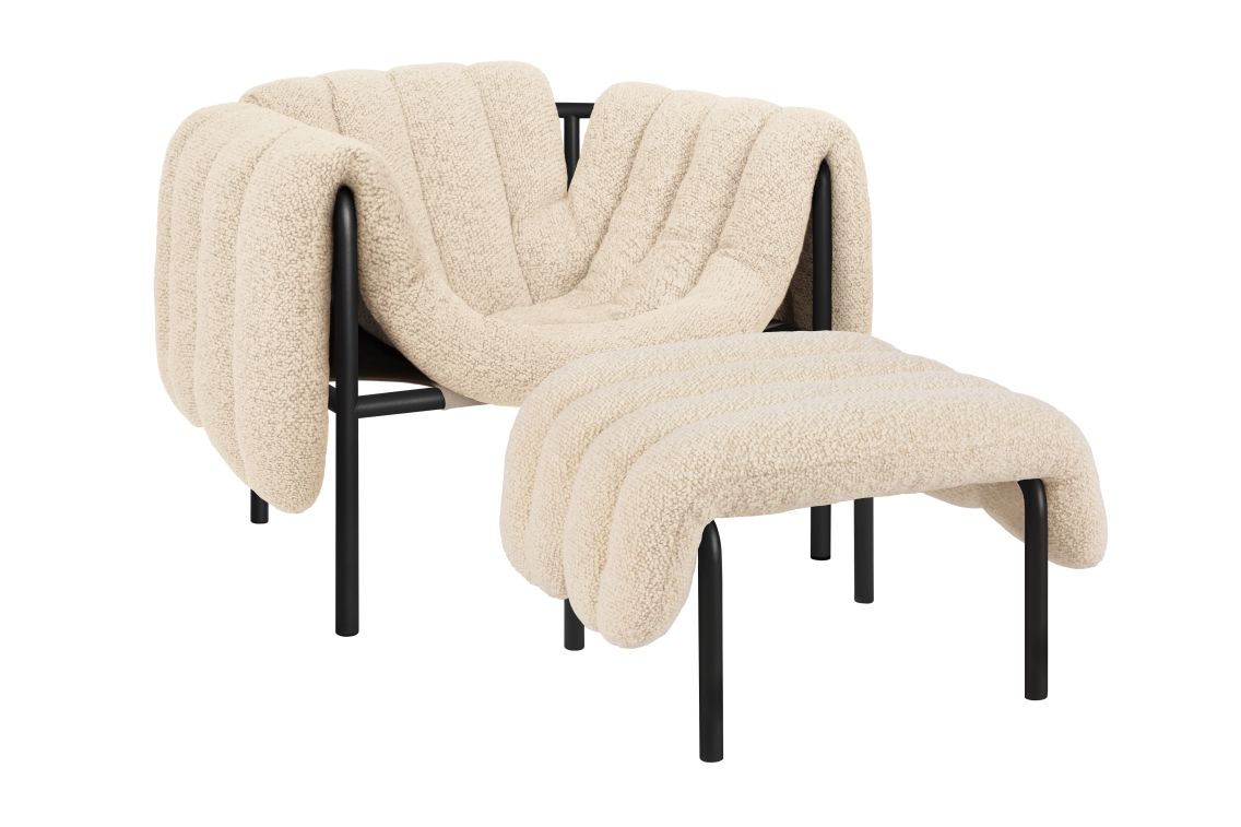 Puffy Lounge Chair + Ottoman, Eggshell / Black Grey (UK), Art. no. 20680 (image 1)