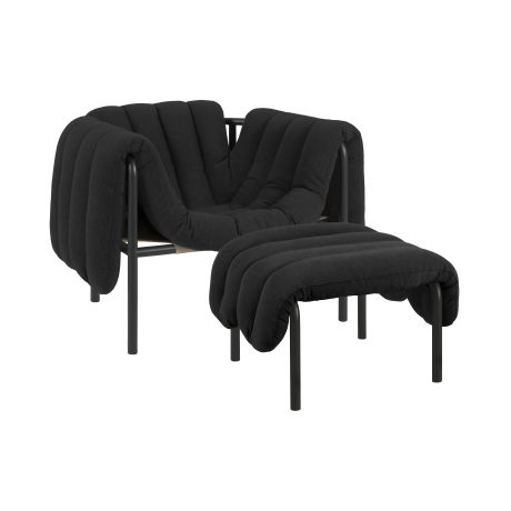 Puffy Lounge Chair + Ottoman, Anthracite / Black Grey (UK)