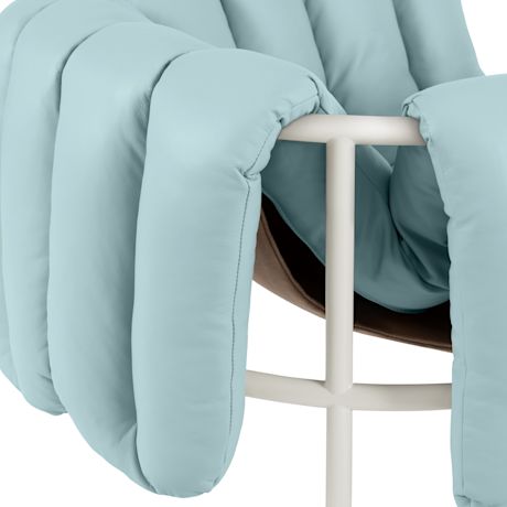 Puffy Lounge Chair, Light Blue Leather / Cream (UK)