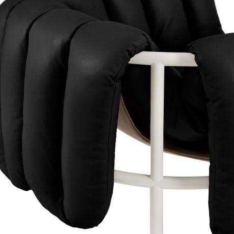 Puffy Lounge Chair, Black Leather / Cream