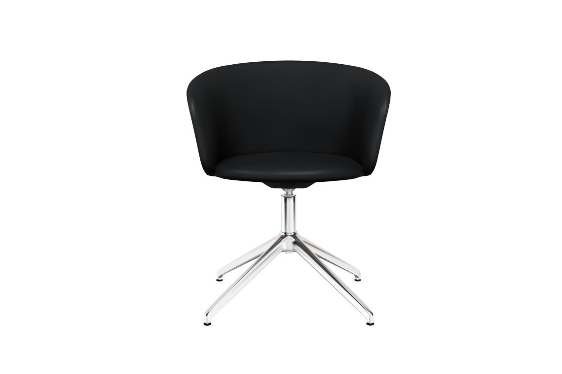 Kendo Swivel Chair 4-star Return, Black Leather / Polished, Art. no. 20245 (image 2)