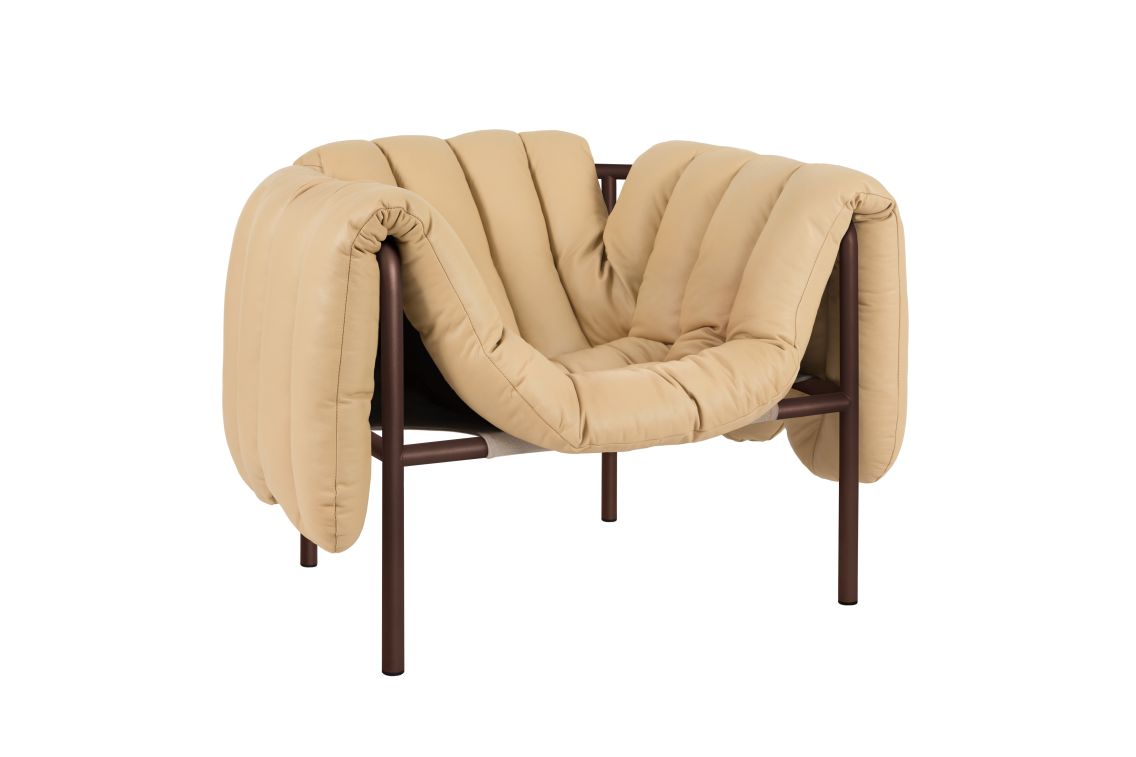 Puffy Lounge Chair, Sand Leather / Chocolate Brown, Art. no. 20470 (image 1)