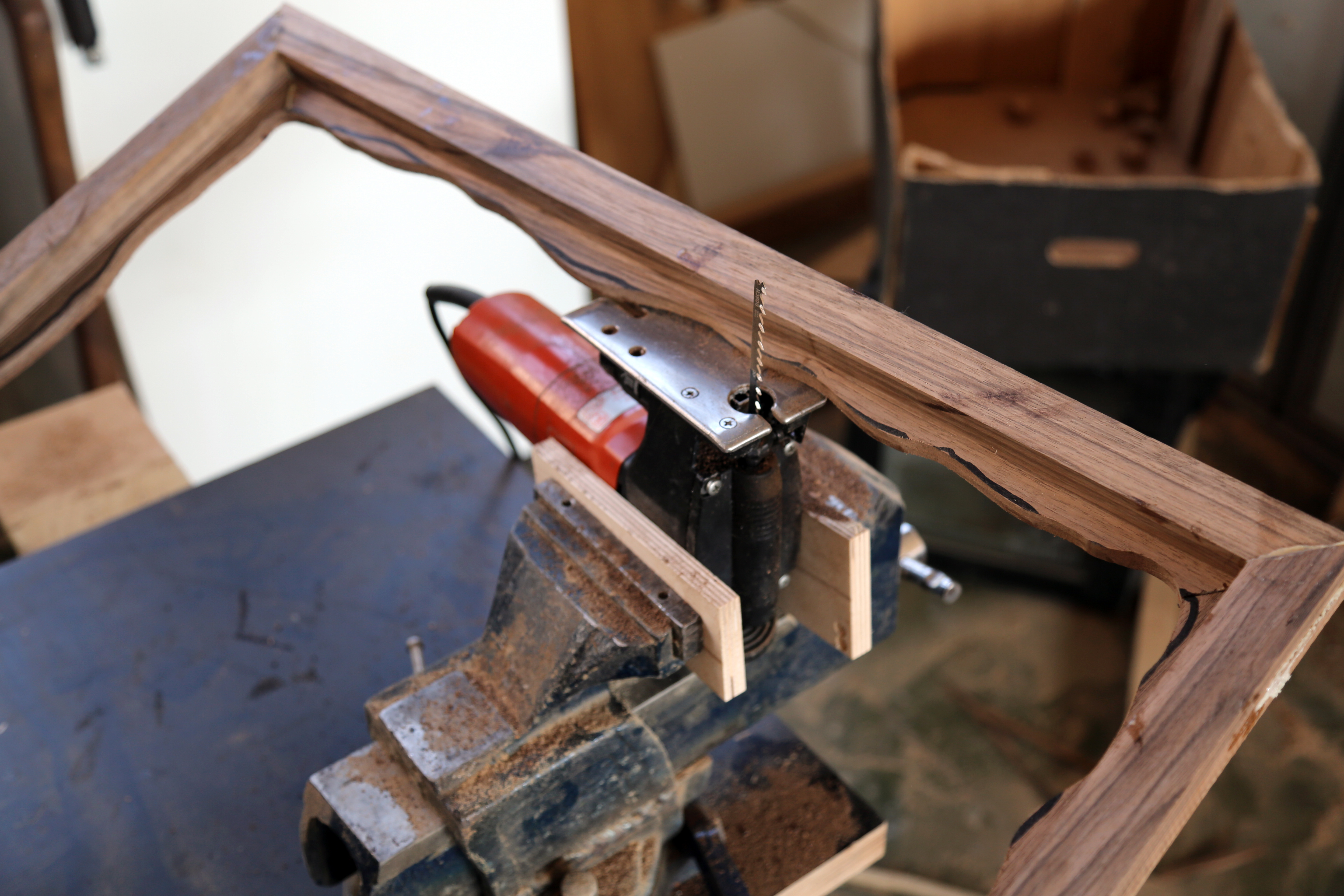 An editorial image from behind the scenes of making Wiggle Box Frame, a Hem X limited edition piece.