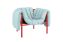 Puffy Lounge Chair, Light Blue Leather / Traffic Red, Art. no. 20478 (image 1)