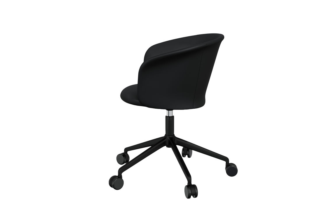 Kendo Swivel Chair 5-star Castors, Black Leather / Black, Art. no. 20247 (image 3)