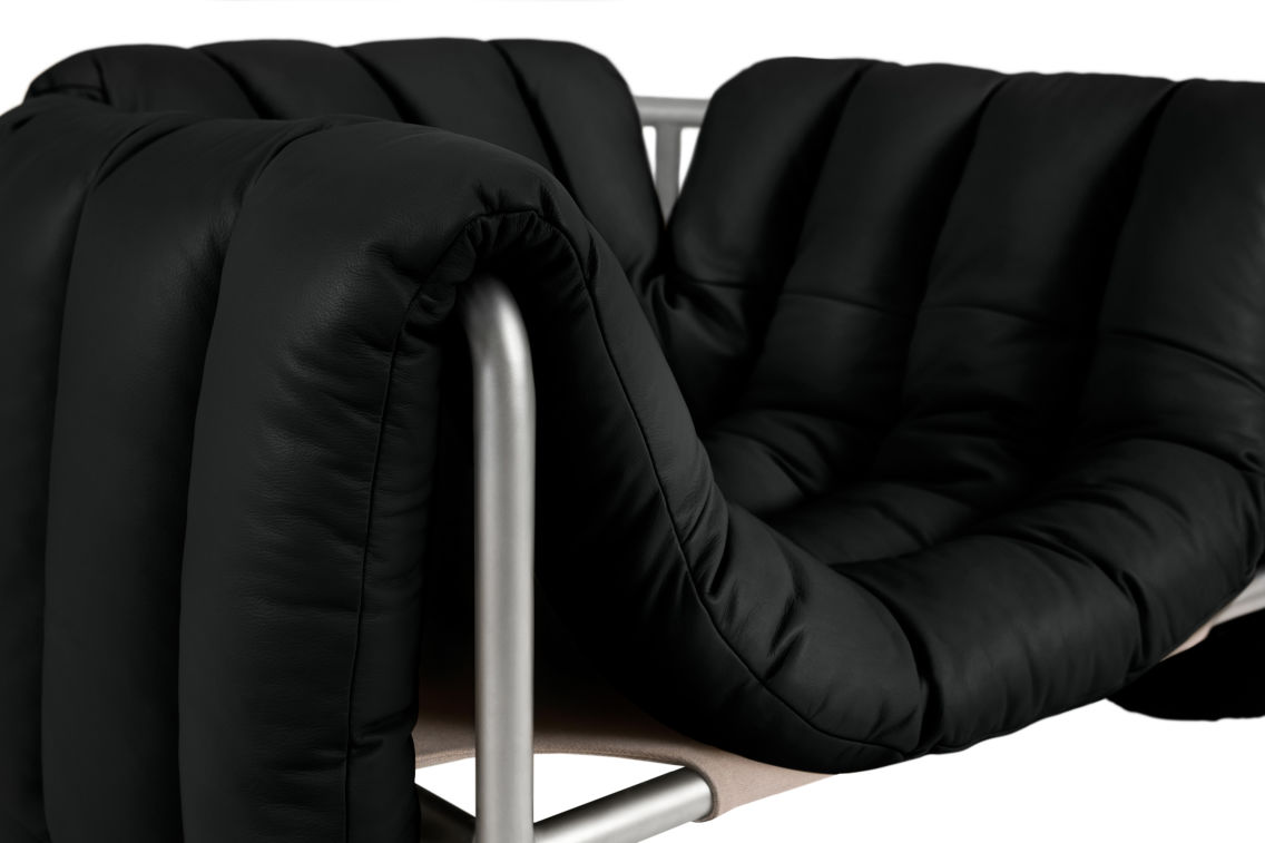 Puffy Lounge Chair, Black Leather / Stainless, Art. no. 20258 (image 6)
