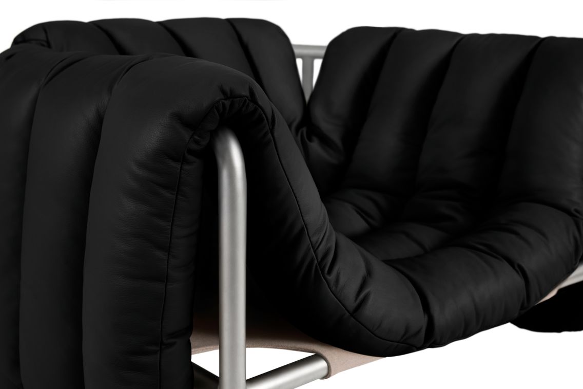 Puffy Lounge Chair, Black Leather / Stainless (UK), Art. no. 20646 (image 6)