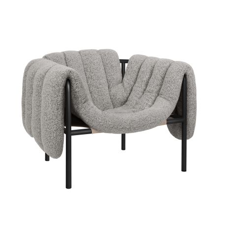 Puffy Lounge Chair, Pebble / Black Grey