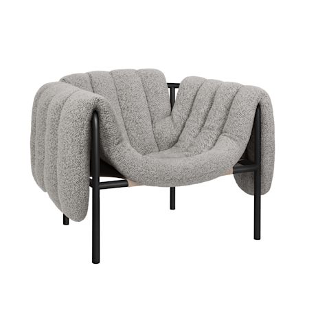 Puffy Lounge Chair, Pebble / Black Grey