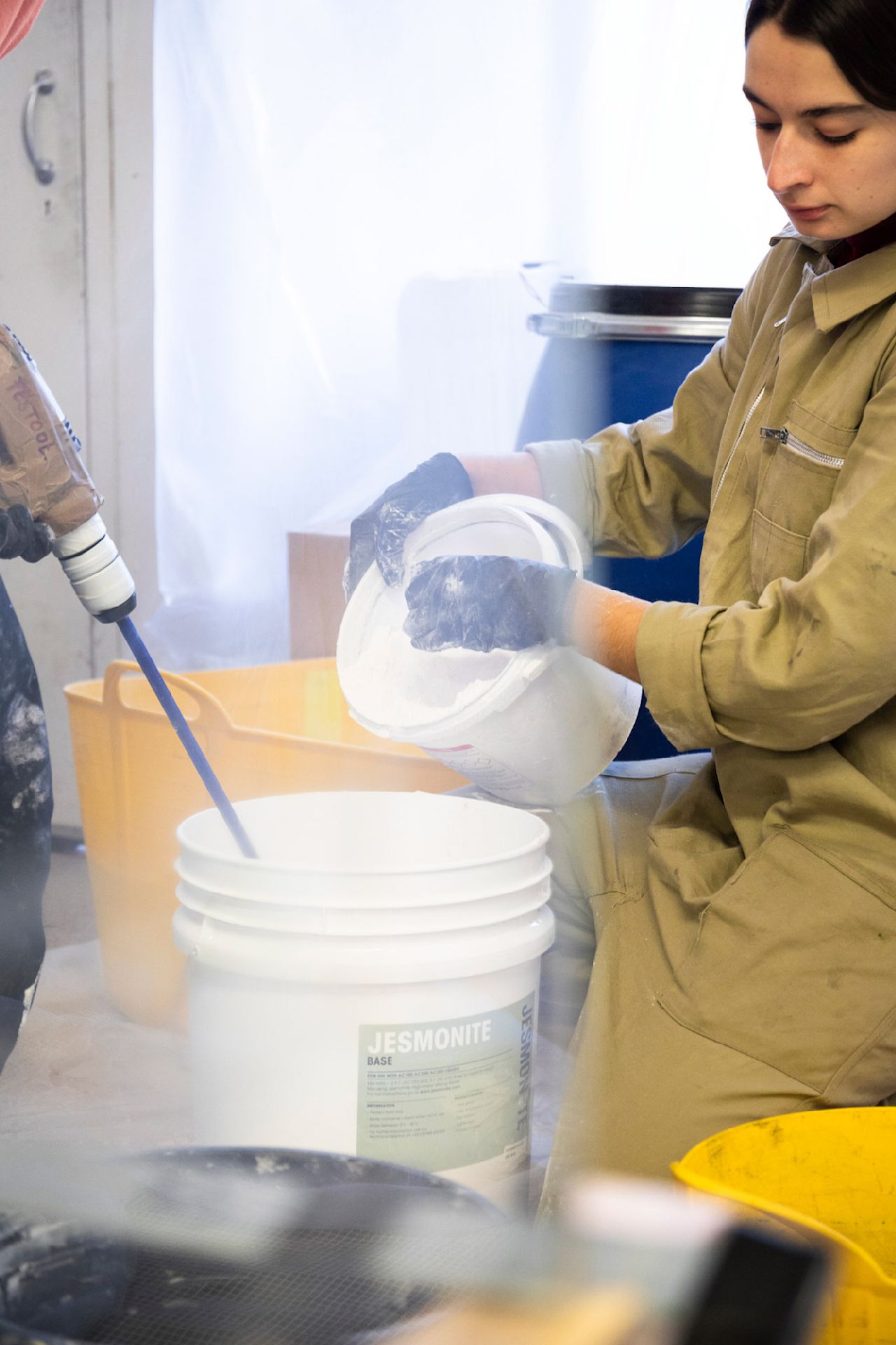An editorial image from behind the scenes of making the Hem Yellow Counter.