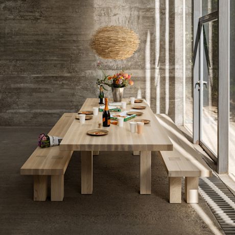 Max Table + Benches 300 cm / 118 in, Ash