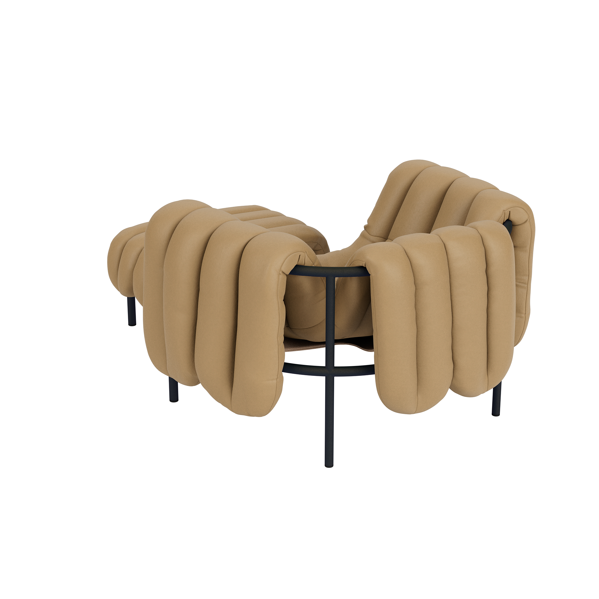 Puffy Lounge Chair + Ottoman, Elmosoft Leather 03009 / Black Grey, Art. no. 90251 (image 3)