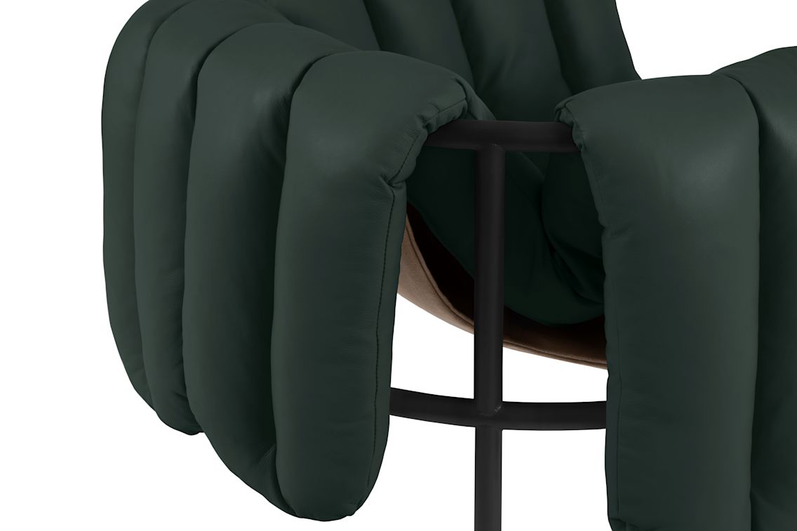 Puffy Lounge Chair, Dark Green Leather / Black Grey, Art. no. 20489 (image 2)