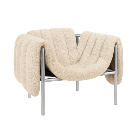 Puffy Lounge Chair, Eggshell / Stainless (UK)