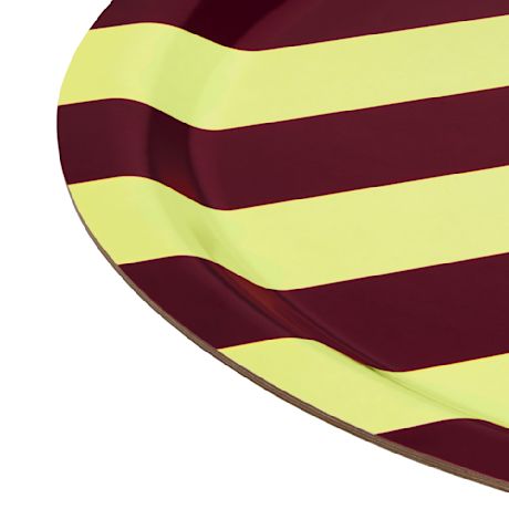 Stripe Tray Medium, Butter / Burgundy