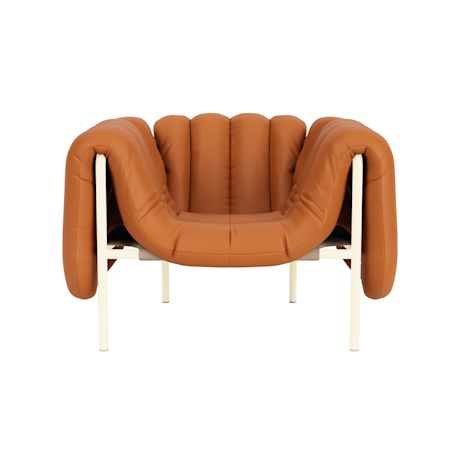 Puffy Lounge Chair, Elmosoft Leather 54035 / Cream