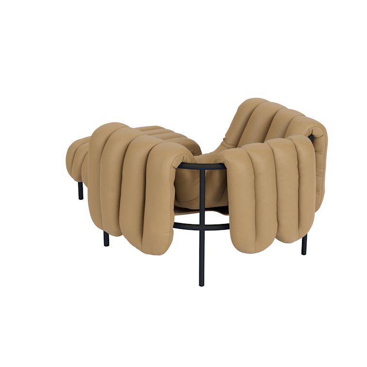 Puffy Lounge Chair + Ottoman, Elmosoft Leather 03009 / Black Grey (UK), Art. no. 90260 (image 3)