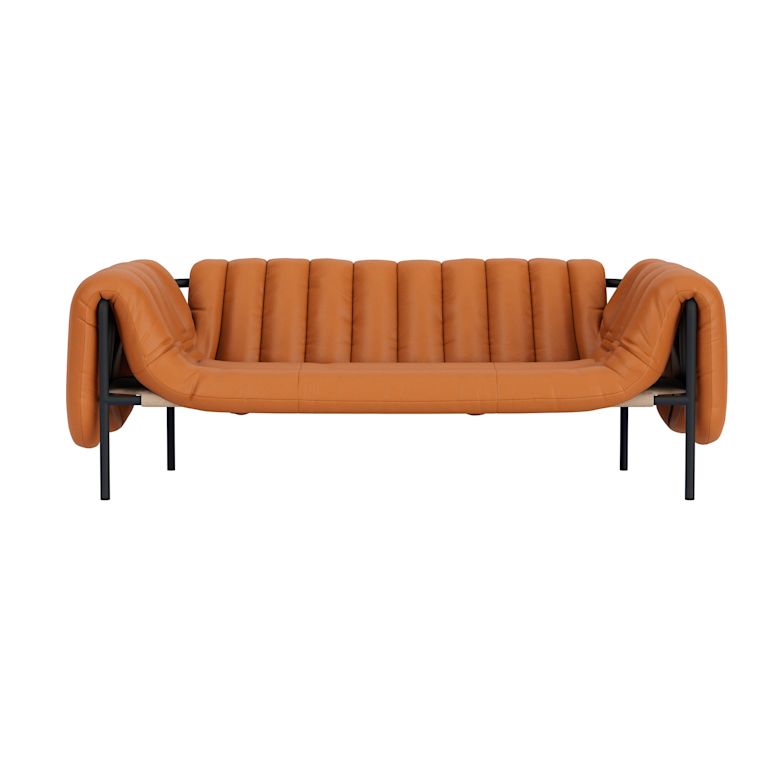 Puffy 2.5-seater Sofa, Elmosoft Leather 54035 / Black Grey, Art. no. 95996 (image 2)