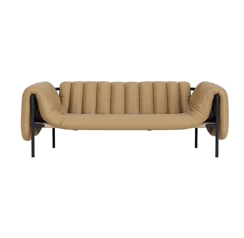 Puffy 2.5-seater Sofa, Elmosoft Leather 03009 / Black Grey, Art. no. 95997 (image 2)